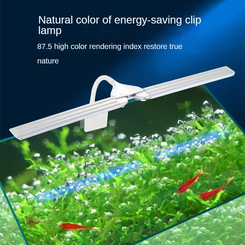 LED Fish Tank Light, 3 modes Folding Clip On Aquarium Light, 4 Timing Setting, Multicolor Small LED Aquatic Plant Lamp, 30-70cm