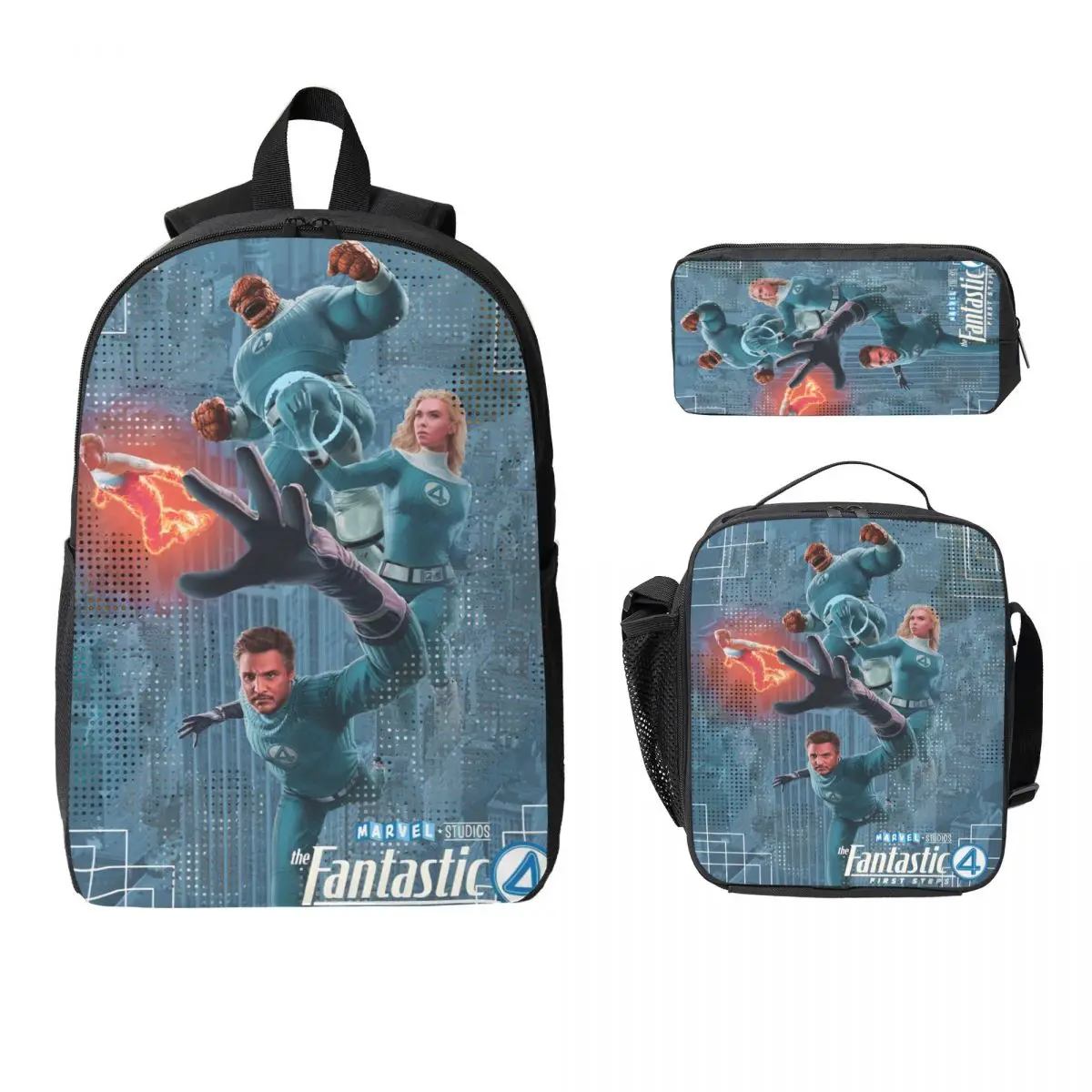

The Fantastic Four: First Steps Backpack Set for Girls Boys Pen Bags Bookbag Sets with Lunch Box For School Students Daypack