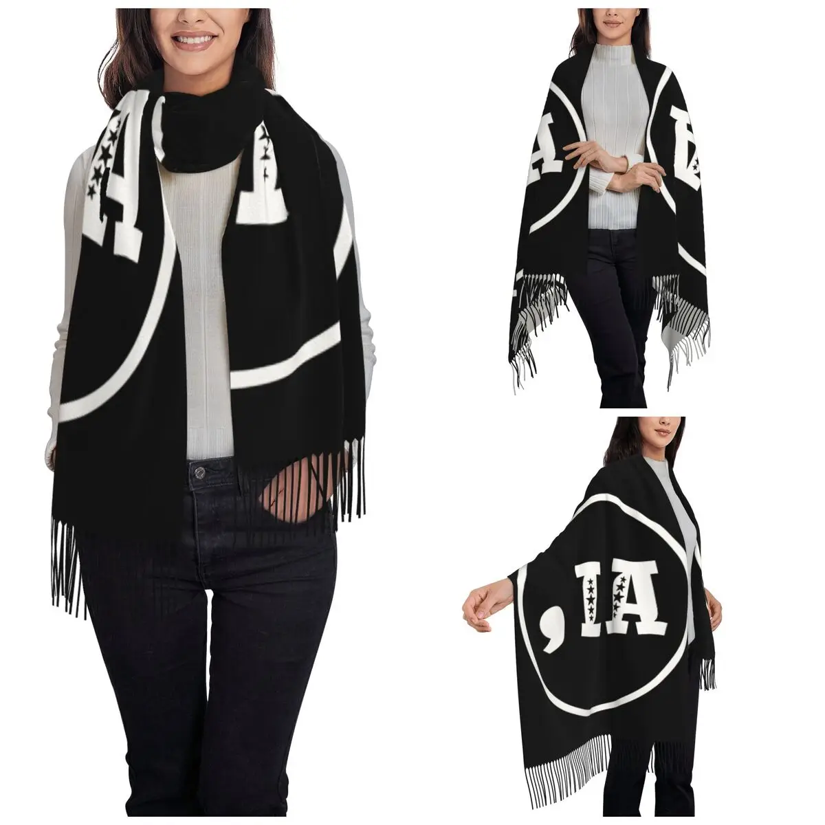 La Kamala Harris 2024 Election Shawl Wrap for Womens Winter Warm Long Soft Scarf Madam President Pashminas Tassel Scarves