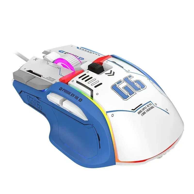 ZLRLMHY Suitable for Gaming Machine Desktop Backlight Mechanism. G6 1000HZ RGB 12800 10 Button Programmable Macro Gaming Mouse