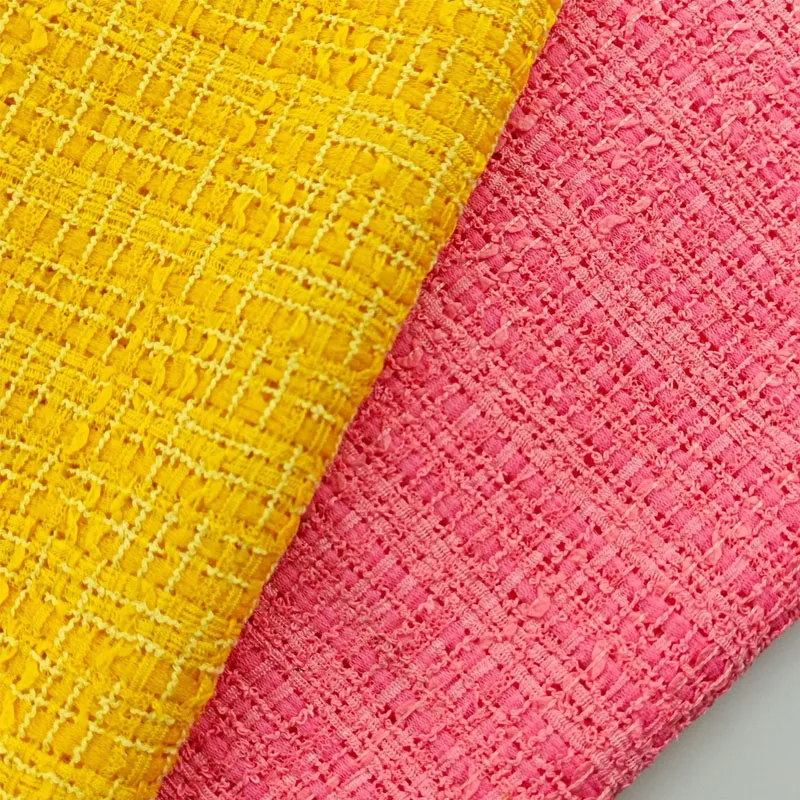 Yellow Color Yarn-Dyed Braided Tweed Fabric For Sew Women's Autumn and Winter Jacket Dress Suit Coat Handbag DIY Cloth Material