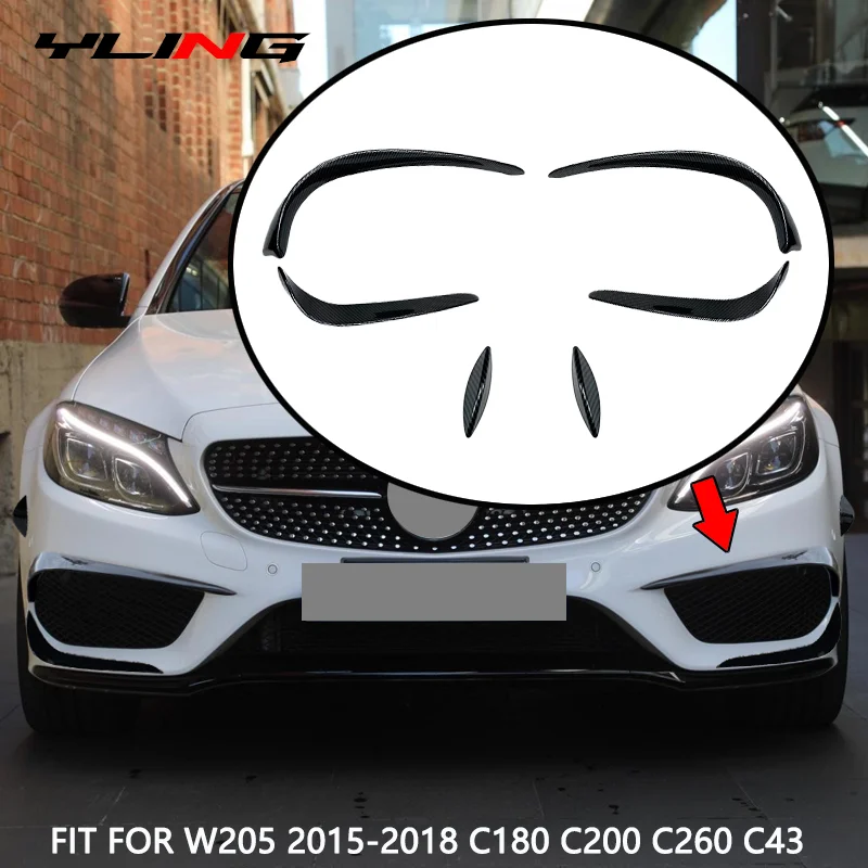 

Подходит для аксессуаров Mercedes-Benz W205 2015-2018 C180 C200 C260 C43 AMG, передний бампер, противотуманная фара, декоративная крышка для бровей и губ
