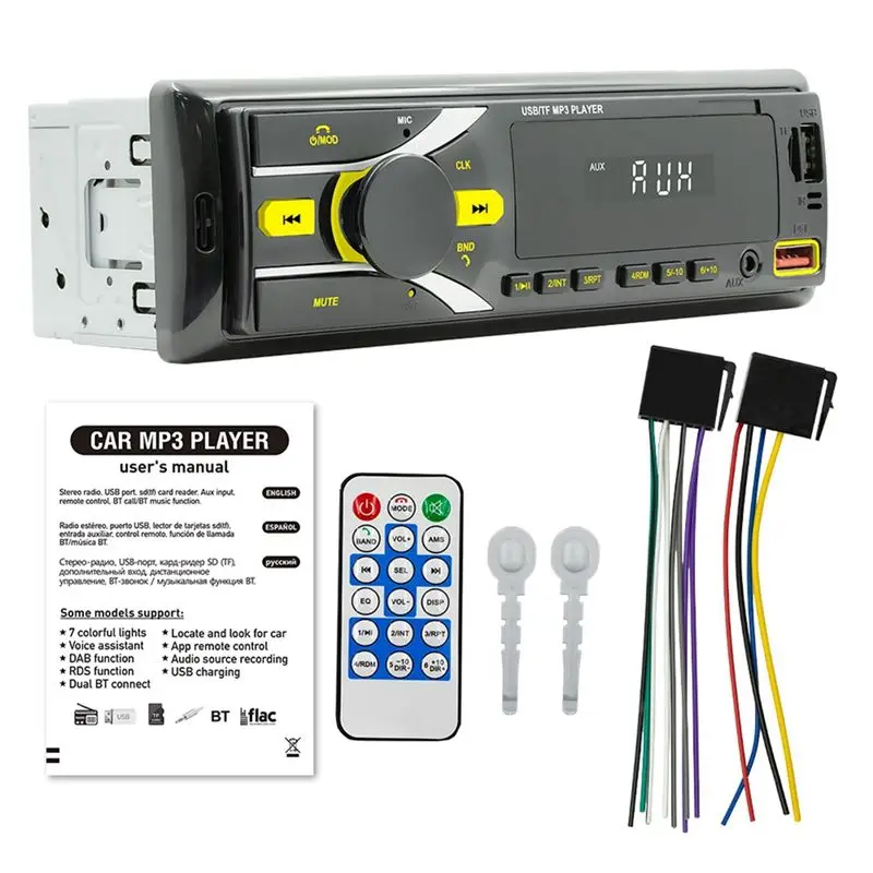 Car Stereo Bluetooth Single Din MP3 Player Auto Radio Black With APP Control AM FM Radio AUX Input 2USB Radio Receiver