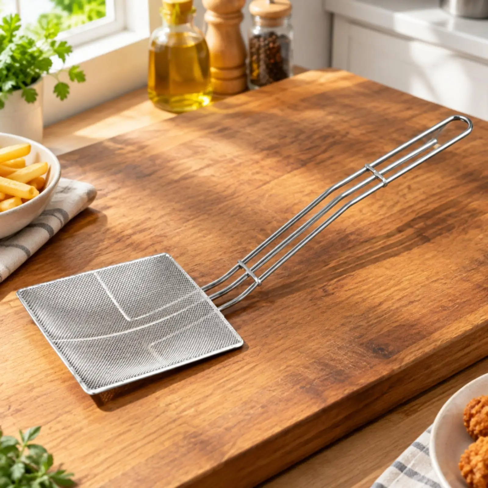 Stainless Steel Oil Strainer Skimmer Fine Mesh Frying Skimmer for Kitchen Hot Oil Strainer Tool