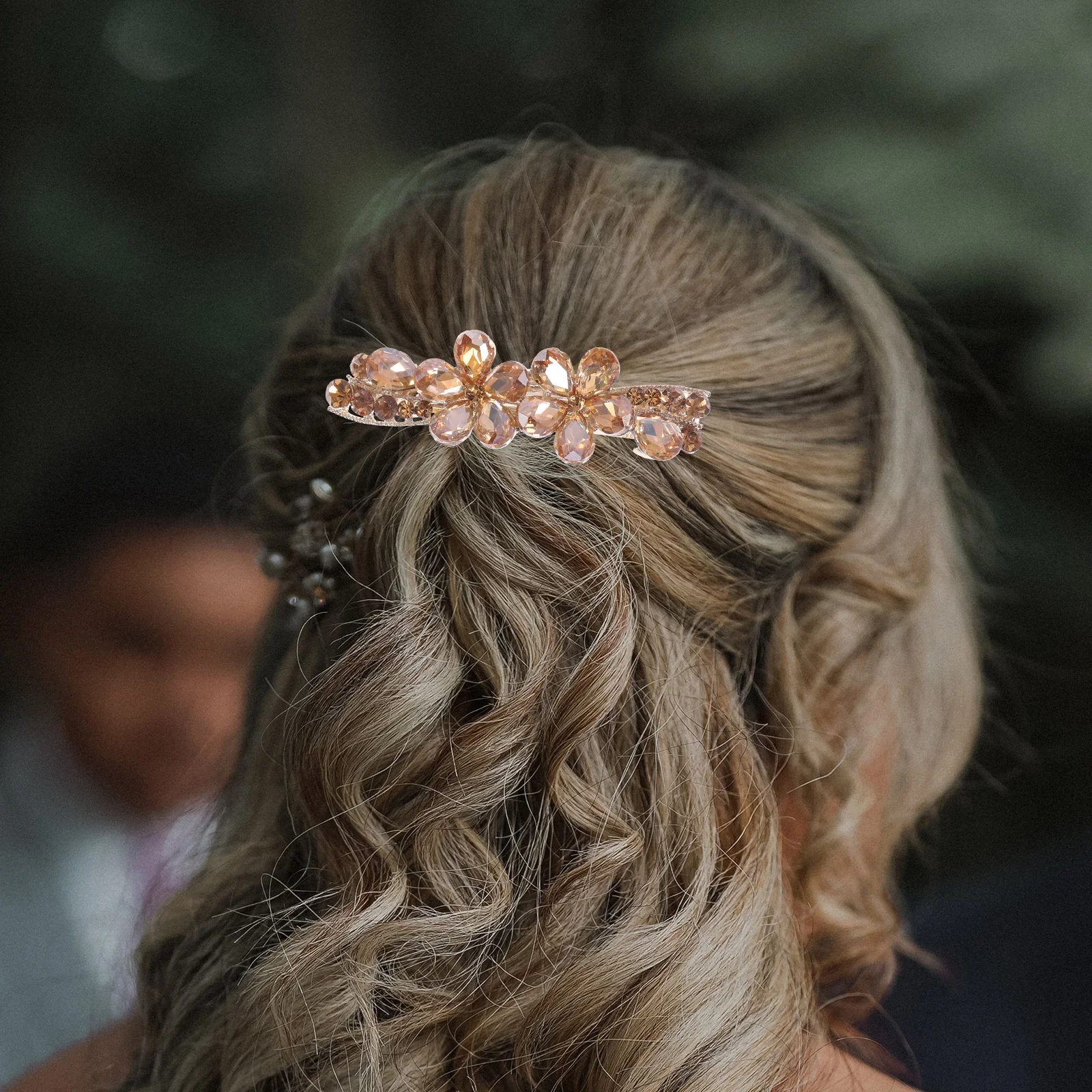 

Rhinestones Hair Clip Compact Spring Barrette Stylish Hair Accessories for Bridal Prom Party Rhinestones Barrettes