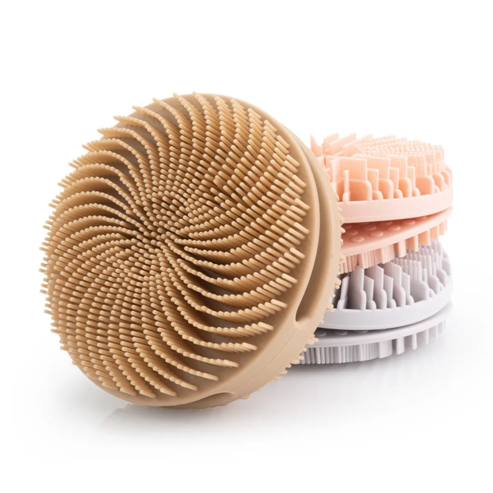 Bathroom Tools Double-sided Silicone Bath Brush Round Portable Hand-operated Bath Brush Soft Durable Massage Brush Skin Clean