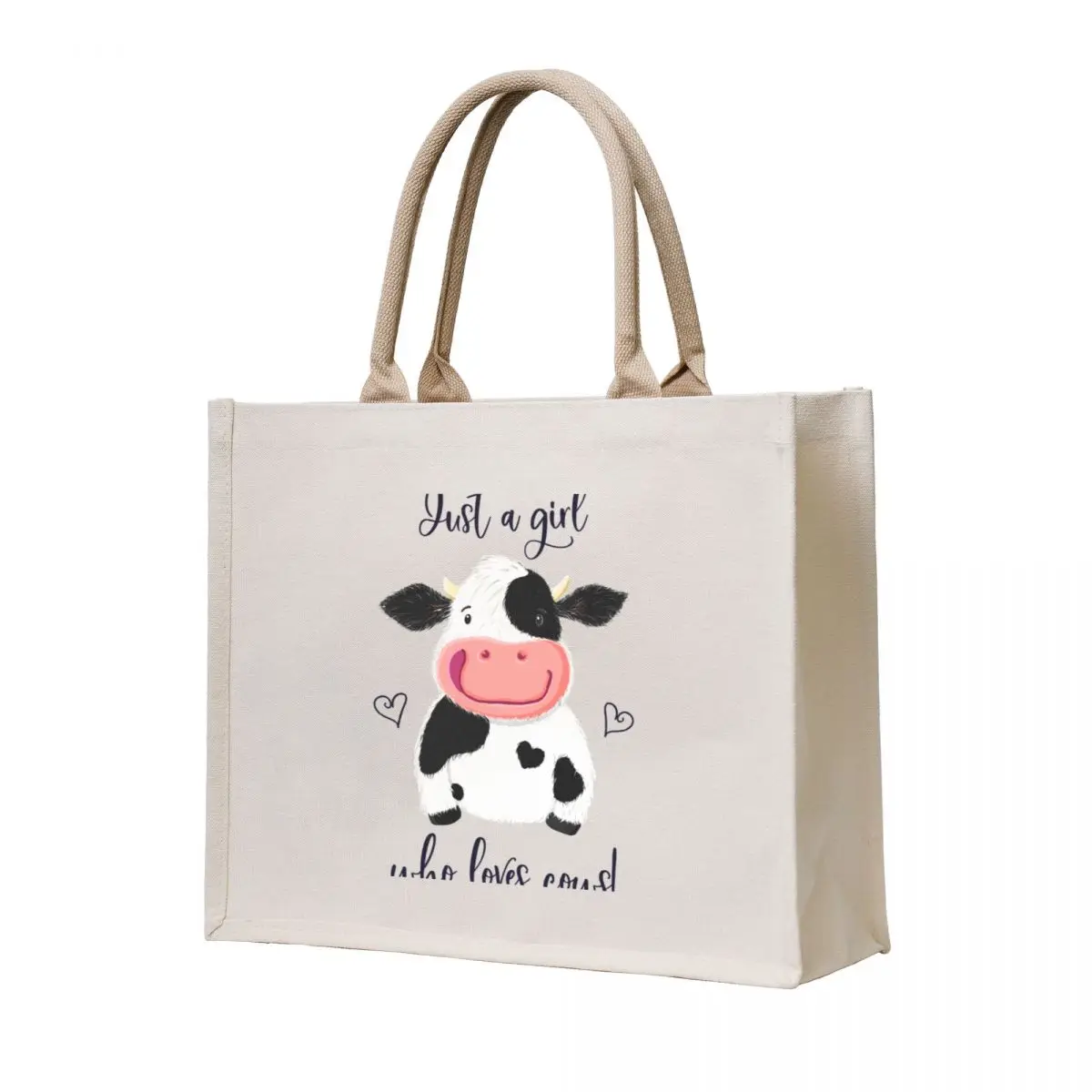 

Just A Girl Who Loves Cows! Hearts And Holstein. Tote Bag cloth bag woman cute pouch bag