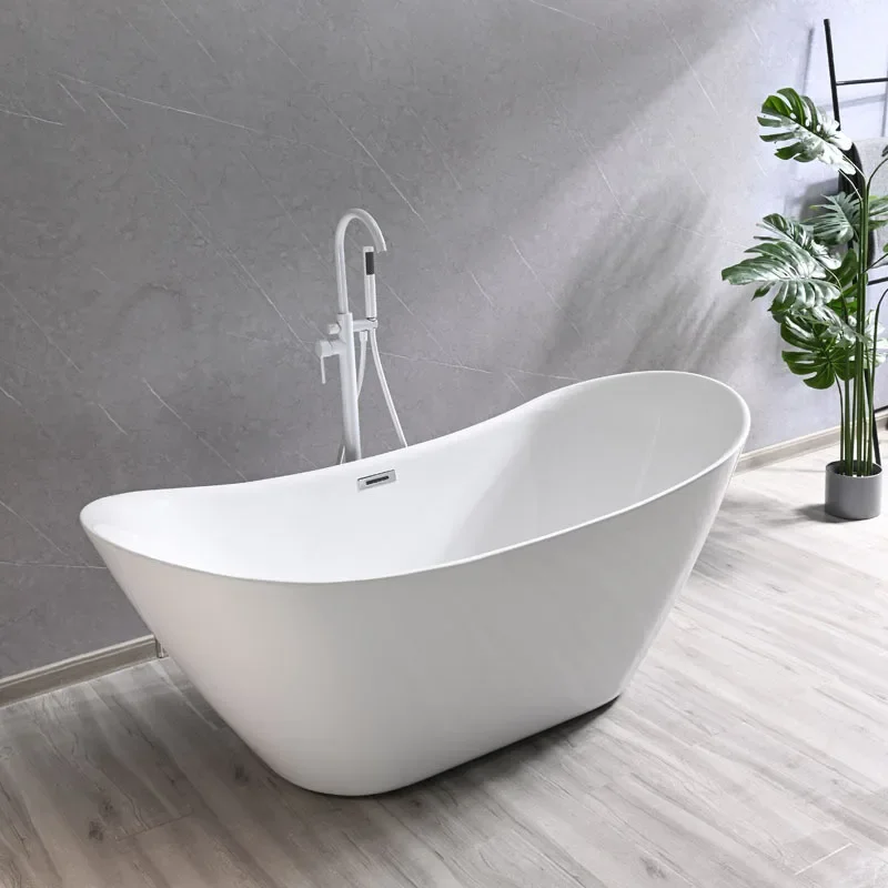 Bathroom Bathtub,Surface Acrylic Material Oval Long Round Free Standing Bath Tub Bathroom Modern Freestanding Drainer