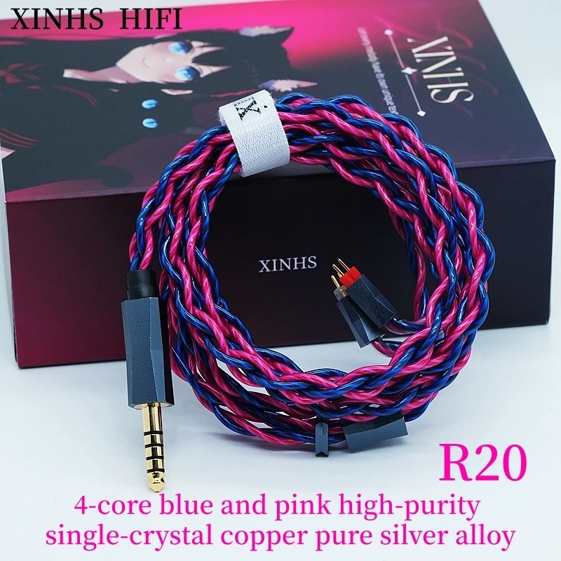 Cable de Actualización HIFI IEM XINHS R20 de 4 Núcleos, Azul y Rosa, de Cobre Monocristalino de Alta Pureza y Aleación de Plata Pura, 0.78 2PIN, MMCX, QDC, IE900