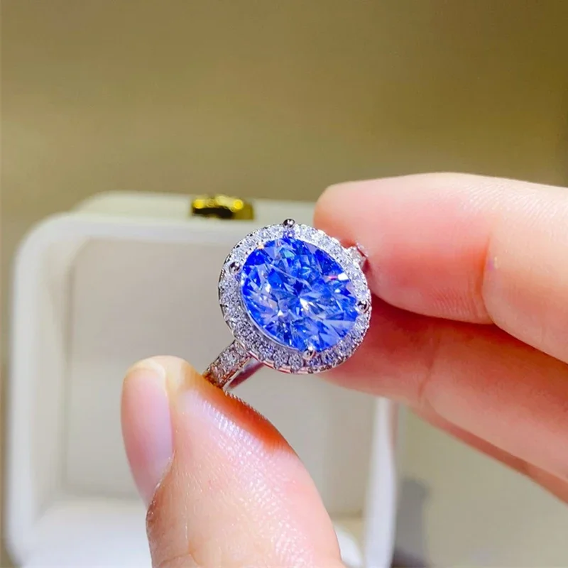 NKHOG 1/2/3/5CT anello Moissanite ovale rosa S925 argento Sterling 18K placcato donne fedi nuziali di lusso regali gioielli testati Pass