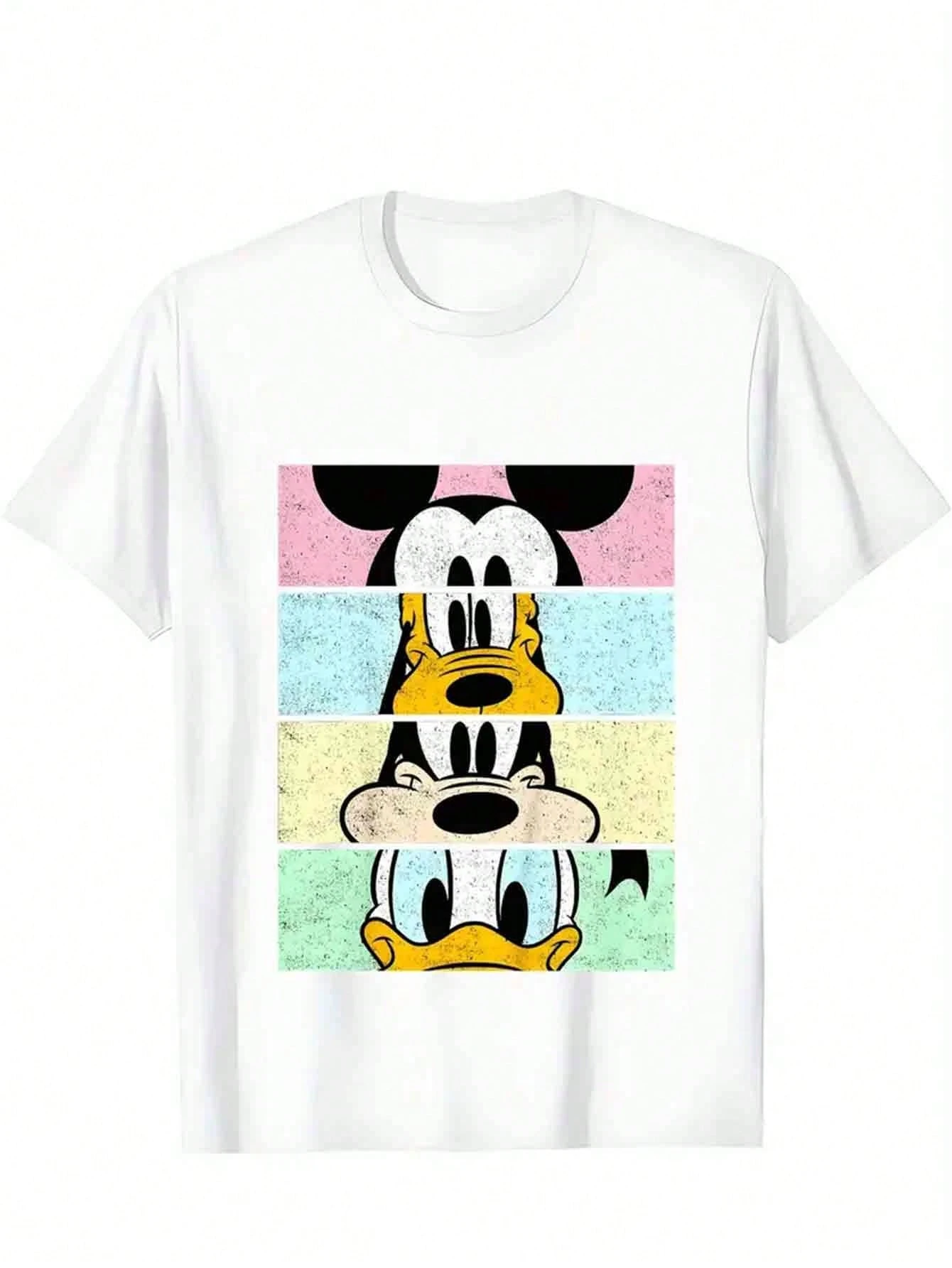 تي شيرت رجالي من Disney برقبة دائرية وأكمام قصيرة مطبوع عليه شبح لطيف للهالوين للارتداء اليومي تي شيرت كبير الحجم