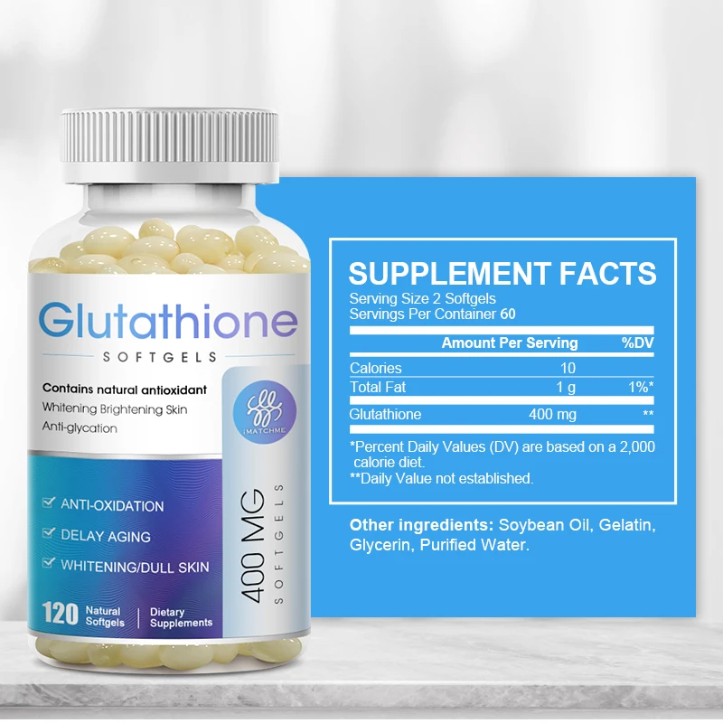 2 Bottles 60pcs Glutathione Supplement - Natural Skin Whitening and Anti-Aging Benefits Reduced L-Glutathione for Men and Women