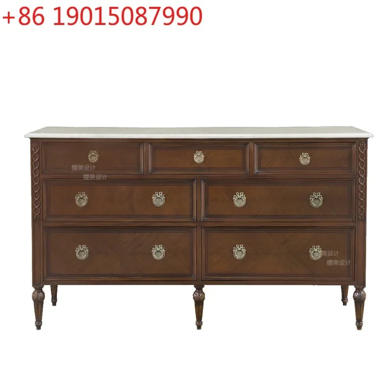 

French engraved old chest cabinet British neoclassical mahogany porch cabinet Castle mansion model room decorative cabinet
