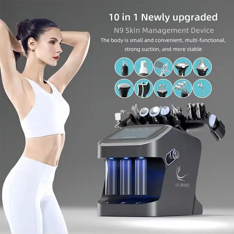 10 in 1 Microdermabrasion Aqua Peeling Machine Hydro Oxygen Dermabrasion Facial Body Whitening Deep Cleaning Device H2O2