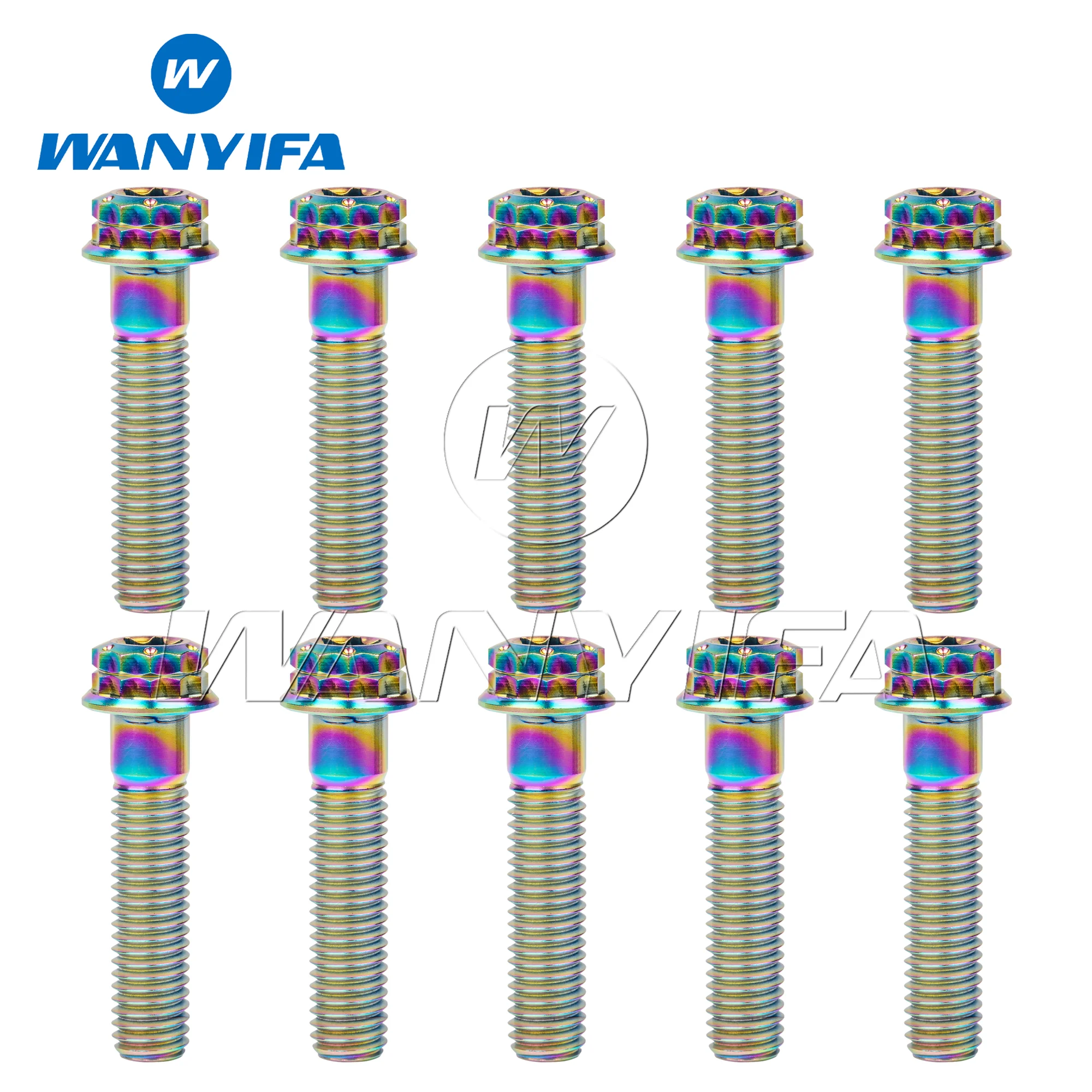 Wanyifa-Parafuso de titânio para motocicleta reequipada, T40 parafusos de cabeça, flange Torx, M8 x 15, 20, 25, 30, 35, 40, 45, 50, 55, 60, 65, 80 milímetros, 4 PCes, 10 PCes