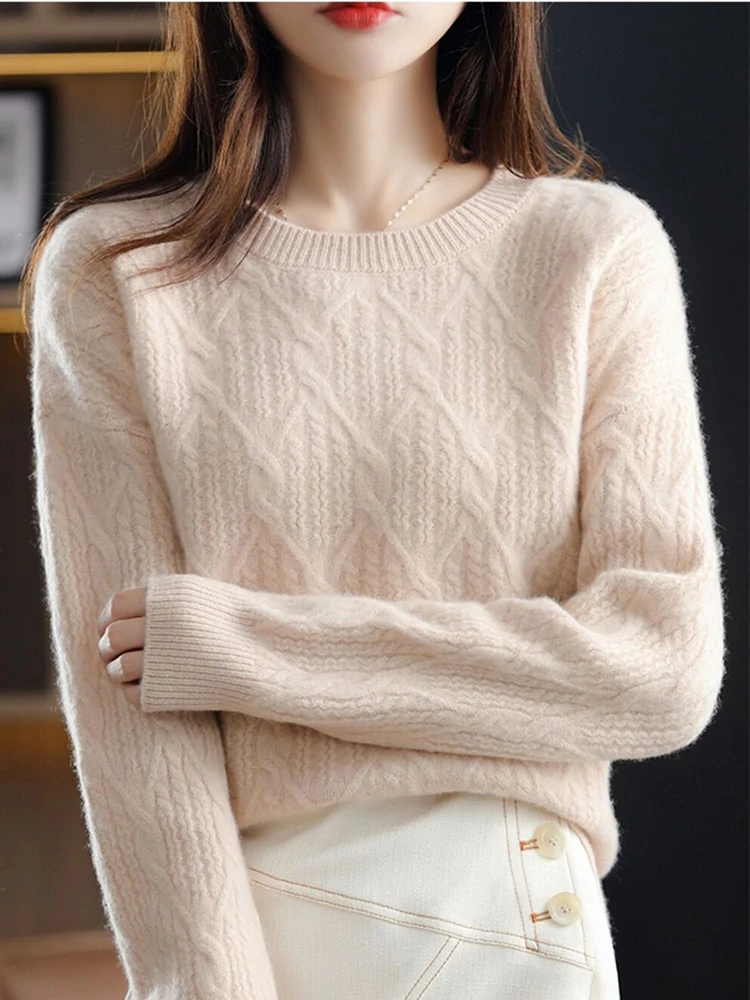 Fashion Loose Cashmere Women Sweater Autumn Winter Soft Warm Long Sleeve Solid Jumper Knitted Sweaters for Female Pullover Tops