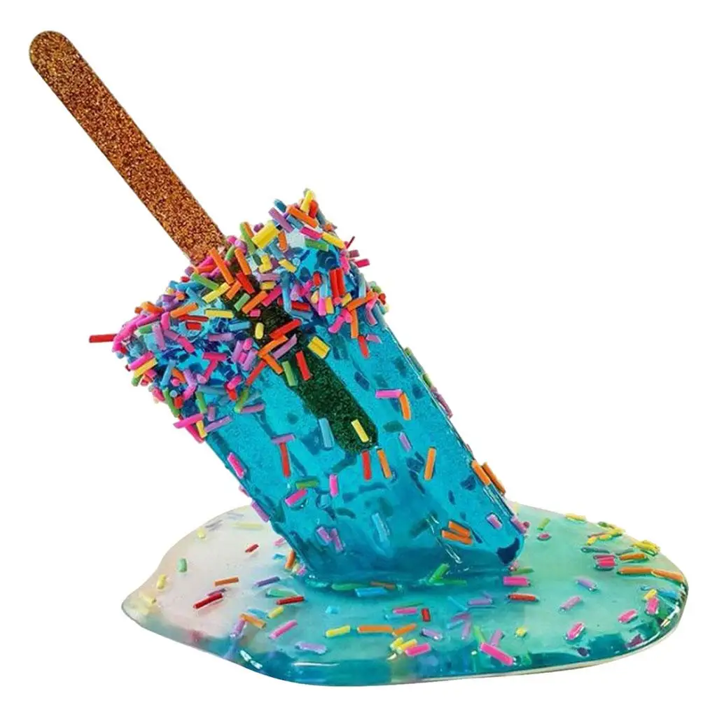 Creative Melting Popsicle Sculpture Summer Melting Ice Cream Ornaments Decorative Statues for Desktop Shop Garden Decor - view 2