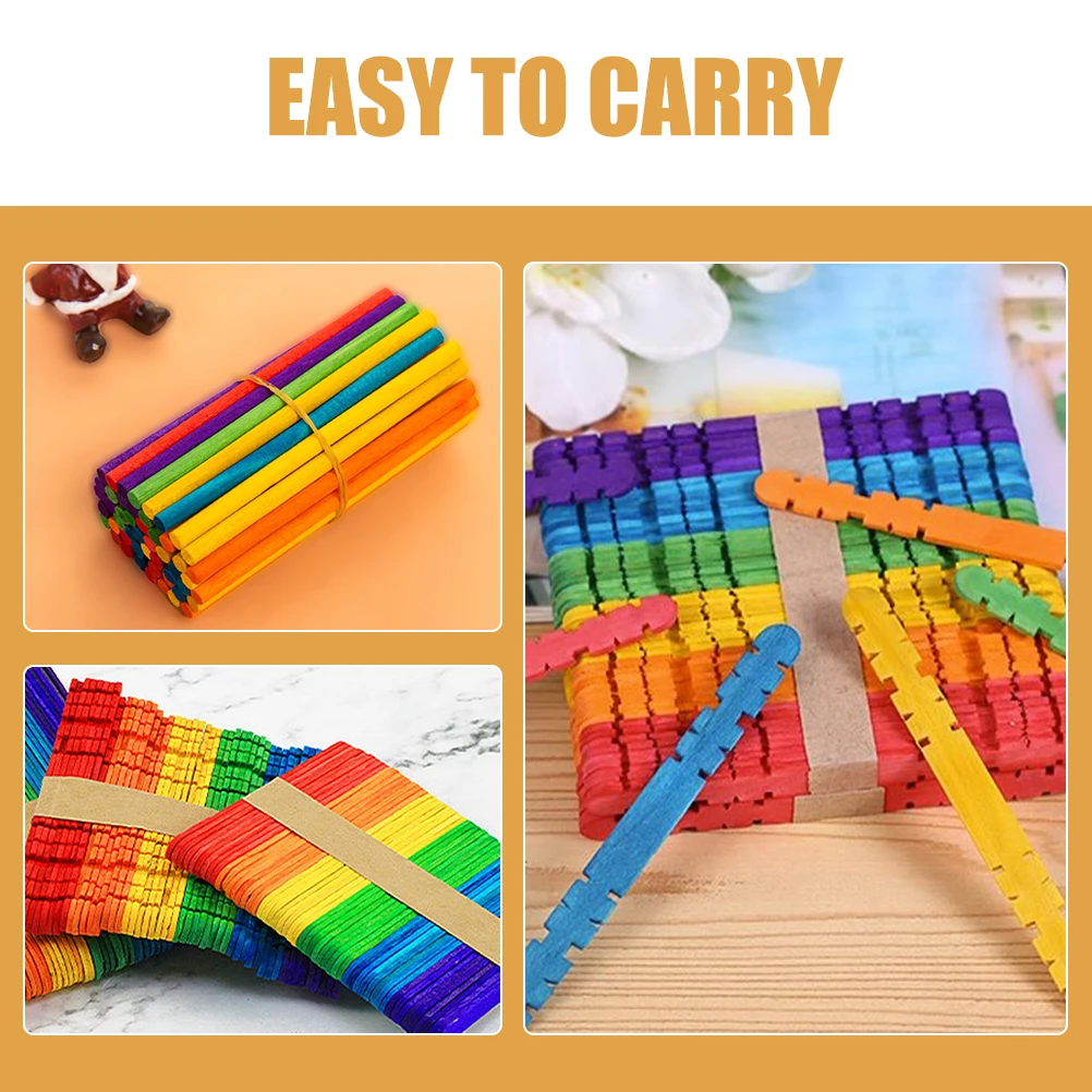 

80Pcs Colored Wooden Ice Cream Sticks Small Popsicle Sticks for Crafts Party Kitchen Use Wood Stick Wooden Stick