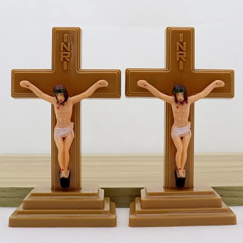 Table Glow-in-the-Dark Catholic Jesus Cross With Stand Vintage Religious Christian Standing Crucifix Church Tabletop Decoration