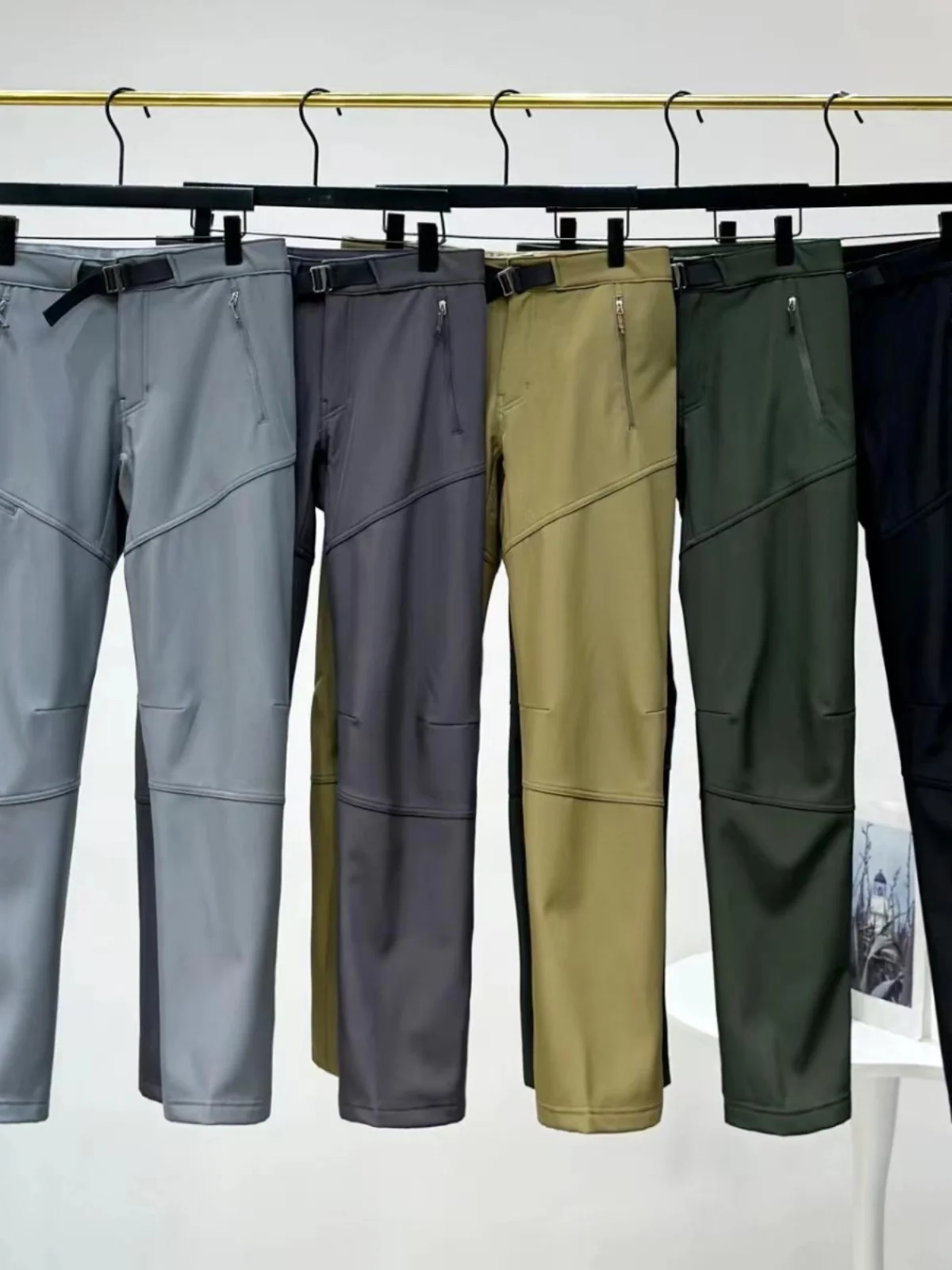 

Outdoor Fce Lined Windproof Casual Pants Men's Sport Soft ell Straight Leg Trousers Breathable Long Pants Autumn Winter