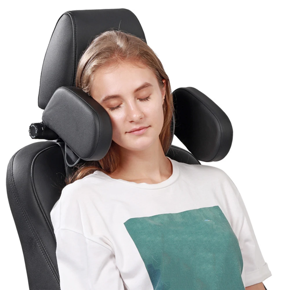 1pcs Car Headrest Pillow Memory Pillow 360°Adjustable Leather Car Seat Head Neck Support Rest Cushion Universal for Kids Adults