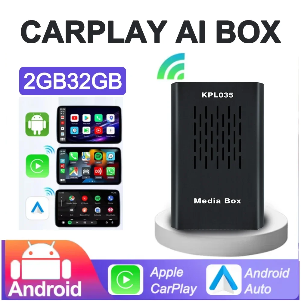 3IN1 Wireless Carplay Adapter Wireless Carplay Android Auto Adapter with Built in Netflix YouTube Support TF Card