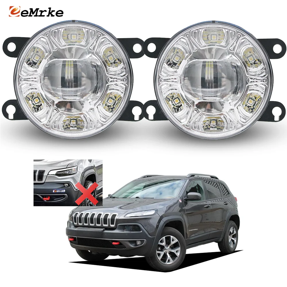 

E-MARK E4 DOT. CE Led Fog Light PTF with Lens 6 DRL Driving Lamp Easy Replace for Jeep Cherokee Trailhawk 2014 2015 2016 2017
