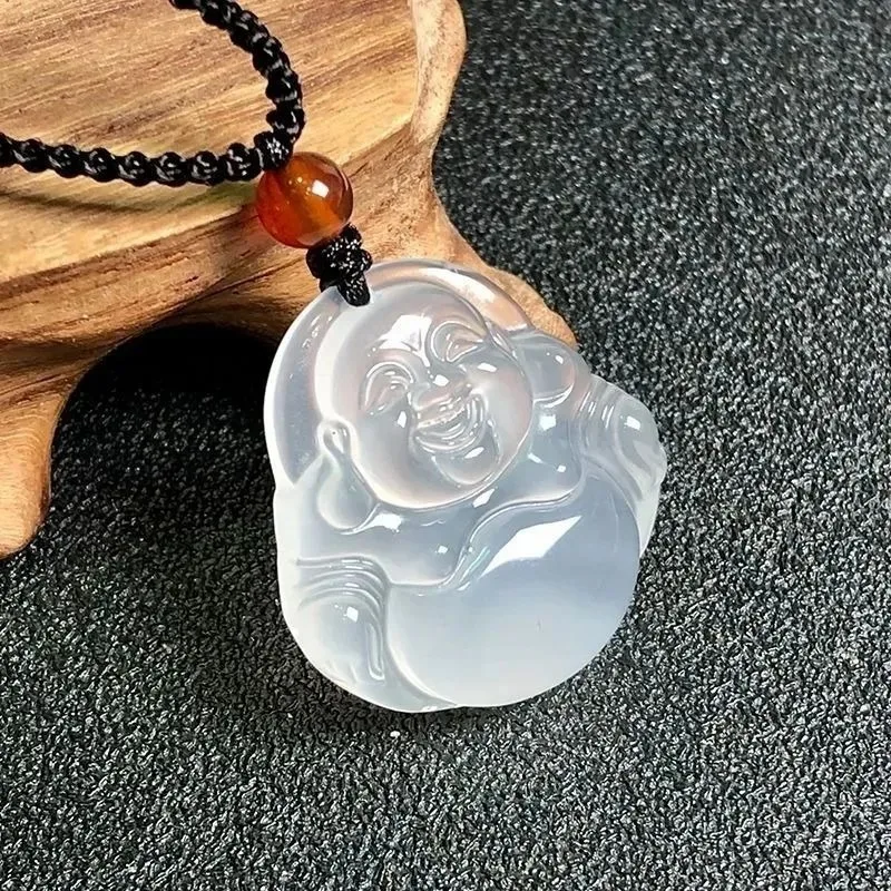 

Natural Agate White Chalcedony Maitreya Buddha Pendant Women's Versatile Pendant Popular Jewelry