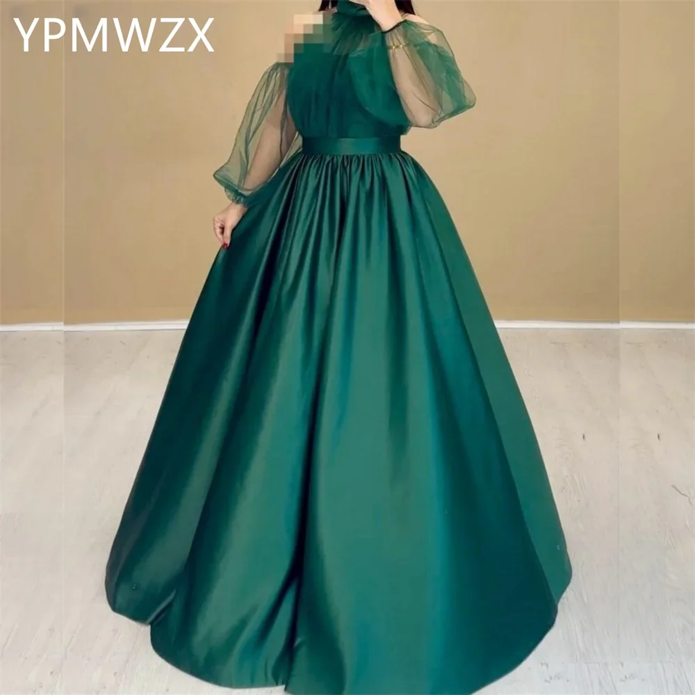 

Customized Prom Gown Evening Formal Dress Women YPMWZX Halter A-line Floor Length Skirts Tulle Bespoke Occasion Dresses Party Oc