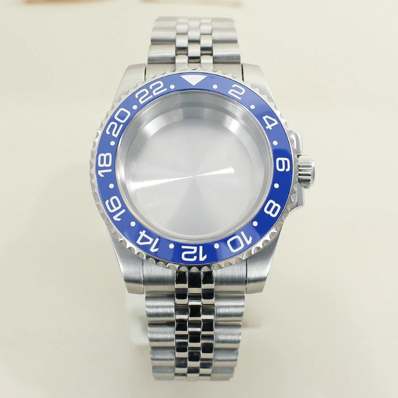 40mm GMT Case 316L Stainless Steel Watch Parts Sapphire Glass For Seiko NH35 NH36 8215 Eta 2824 PT5000 Movement Jubilee Bracelet