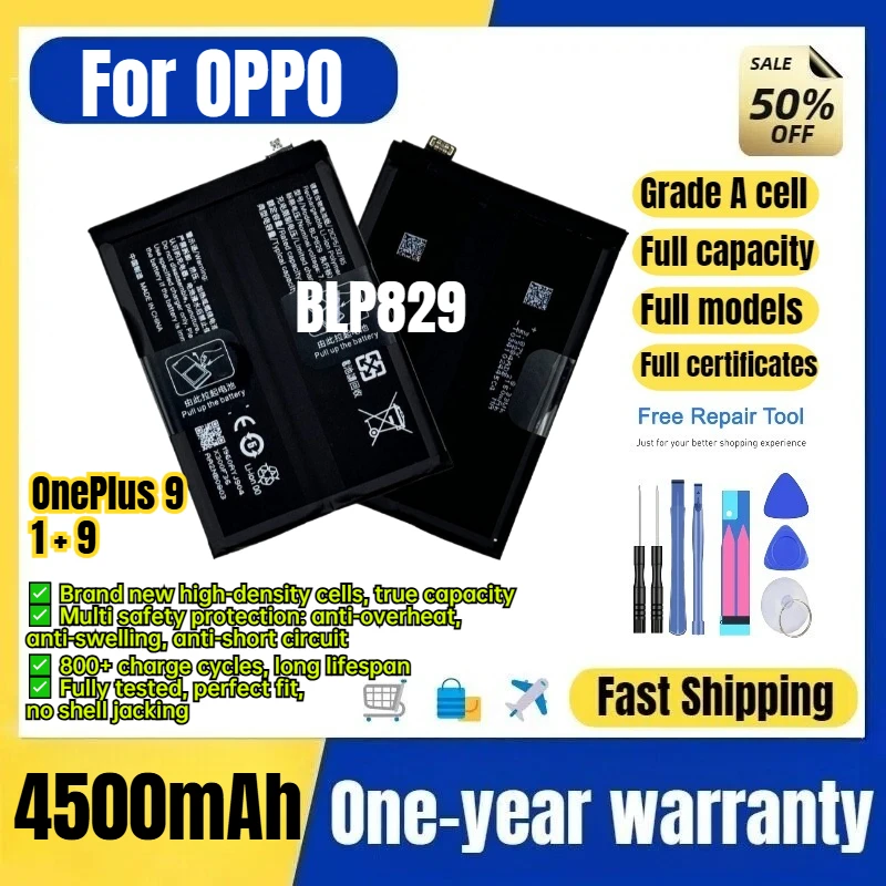 BLP829 for OPPO OnePlus 9/1 + 9 Phone Battery 0 Cycle High Quality Capacity Battery Replacement Bateria Grade A Cell with Tools