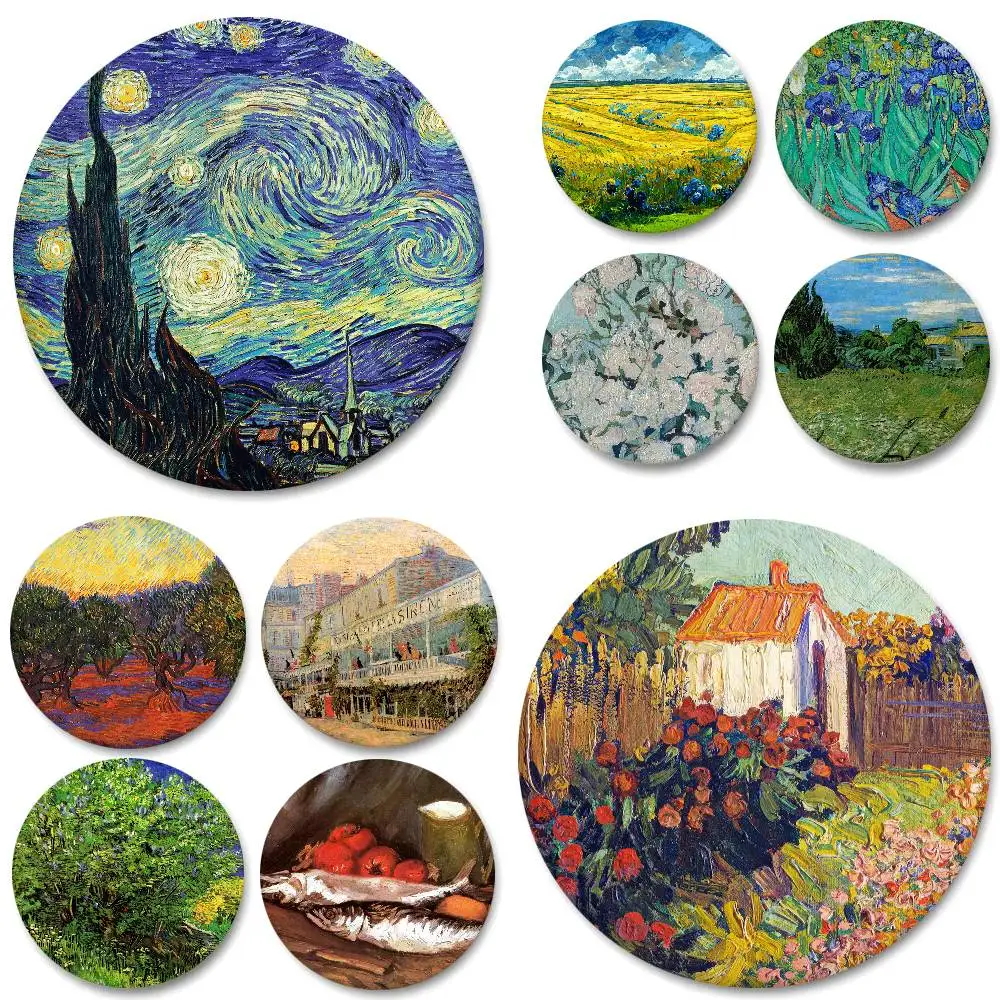 Kunstwerk Van Gogh Rundes Abzeichen Kreative Brosche Kleidung Rucksack Accessoires Anstecknadel