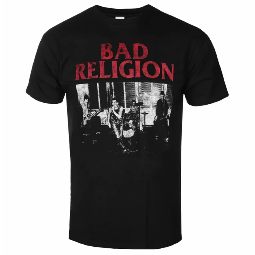BAD RELIGION - Camiseta Estampada LIVE 1980, Estilo Hardcore Punk, Camiseta de Banda para Uso Diário e em Concertos