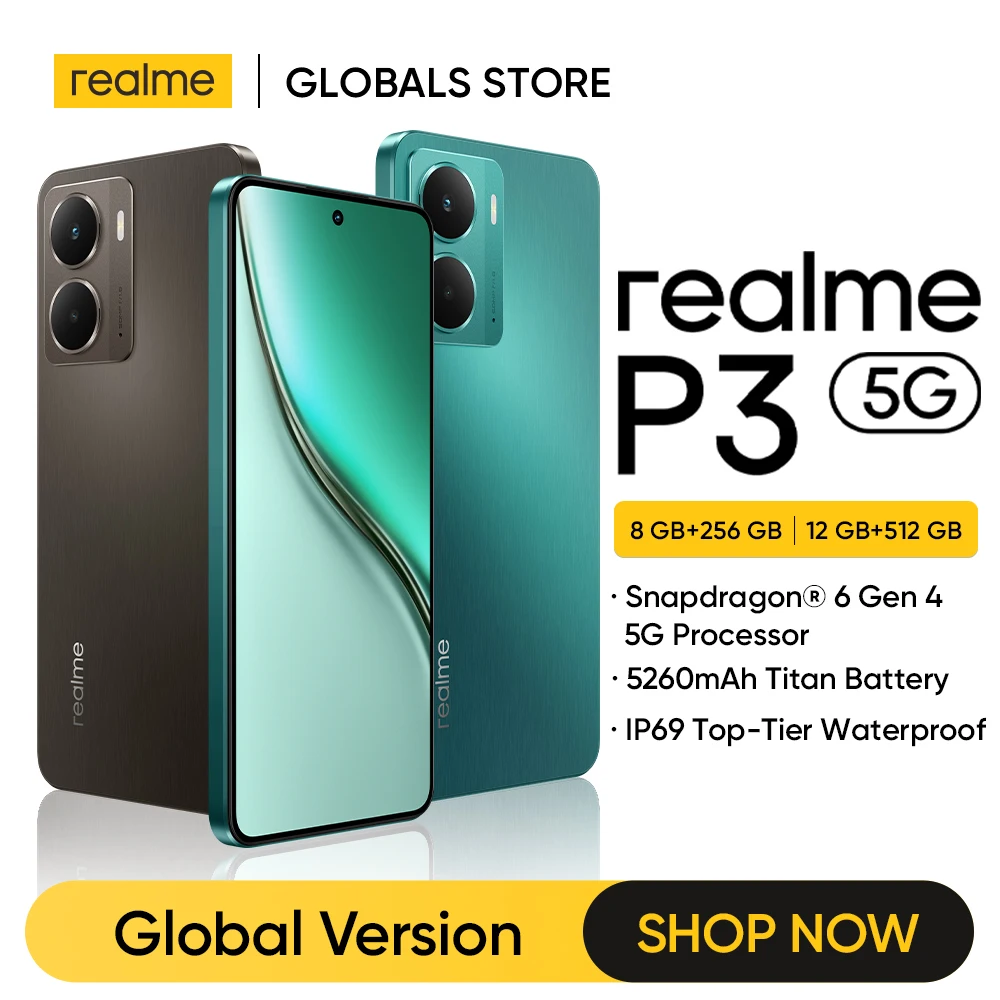[Распродажа] Смартфон realme P3 5G с батареей 5260 мАч, NFC, чипсетом Snapdragon 6 Gen 4, 6.67-дюймовым AMOLED-дисплеем 120 Гц, глобальная версия