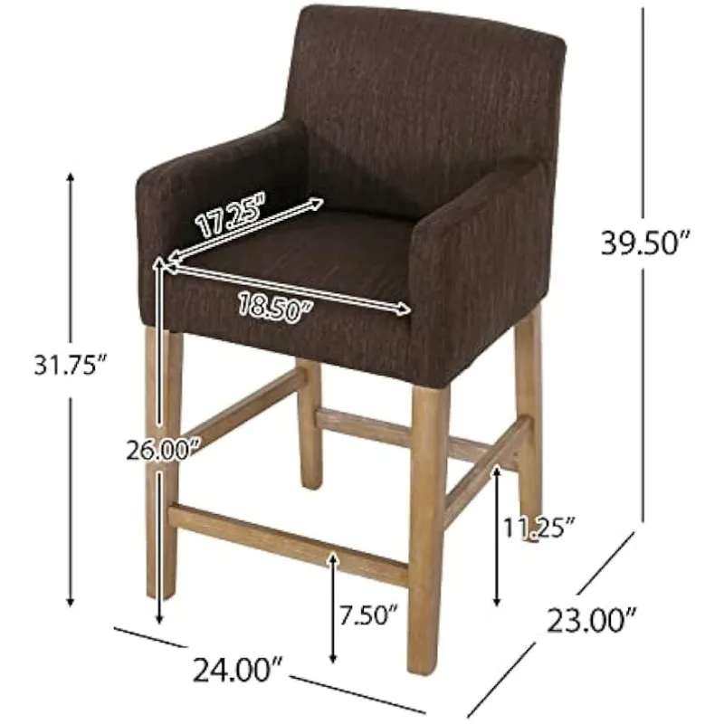 Taburetes de mostrador tapizados de 26 pulgadas - Marrón/natural desgastado (juego de 2)