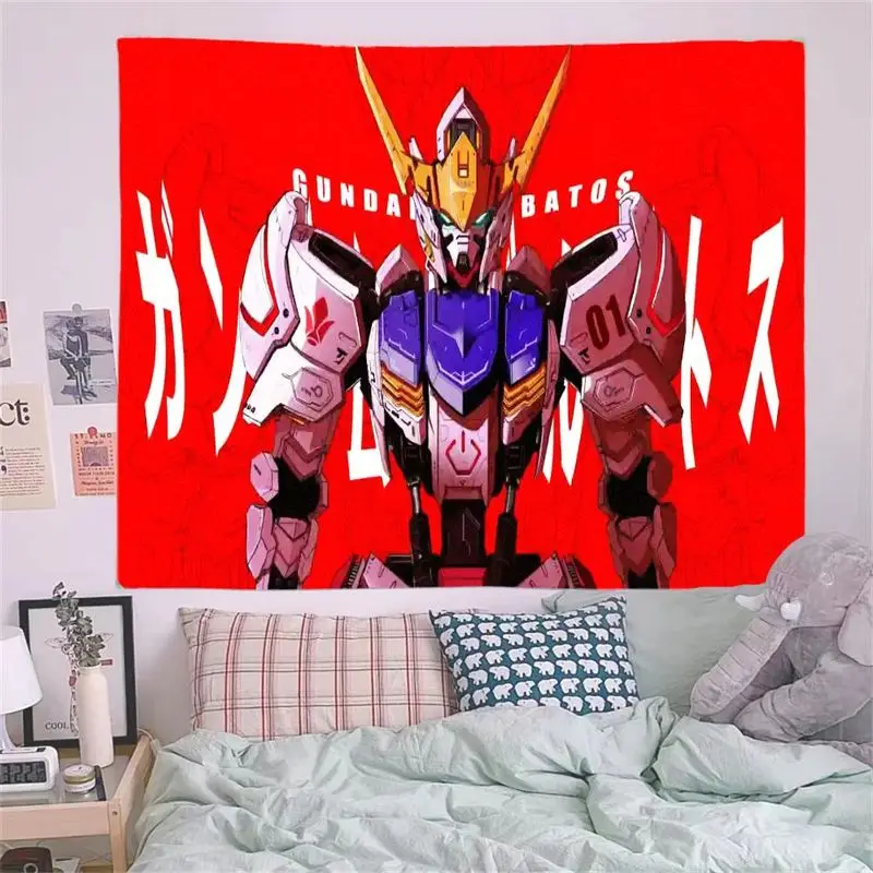 Tapisserie rouge de personnage robotique GUNDAM BAROS, Art mural d'anime avec torse violet et armure rose, décoration d'intérieur de science-fiction pour chambre à coucher Li, 1 pièce