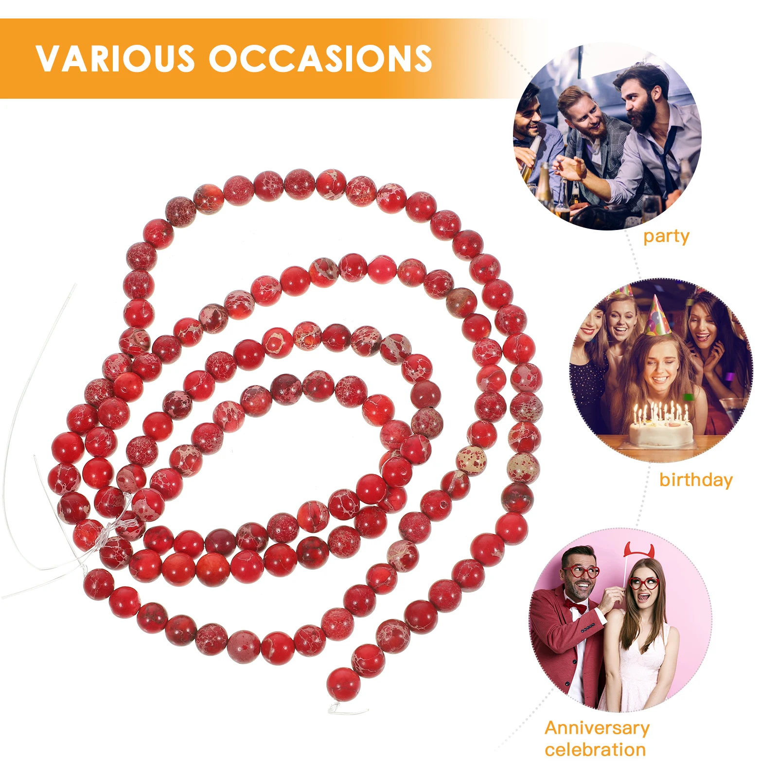 

2Pcs Stone Bead Bracelet Set Durable Casual Official Occasion Beaded Jewelry for Gift Giving Beaded Bracelet