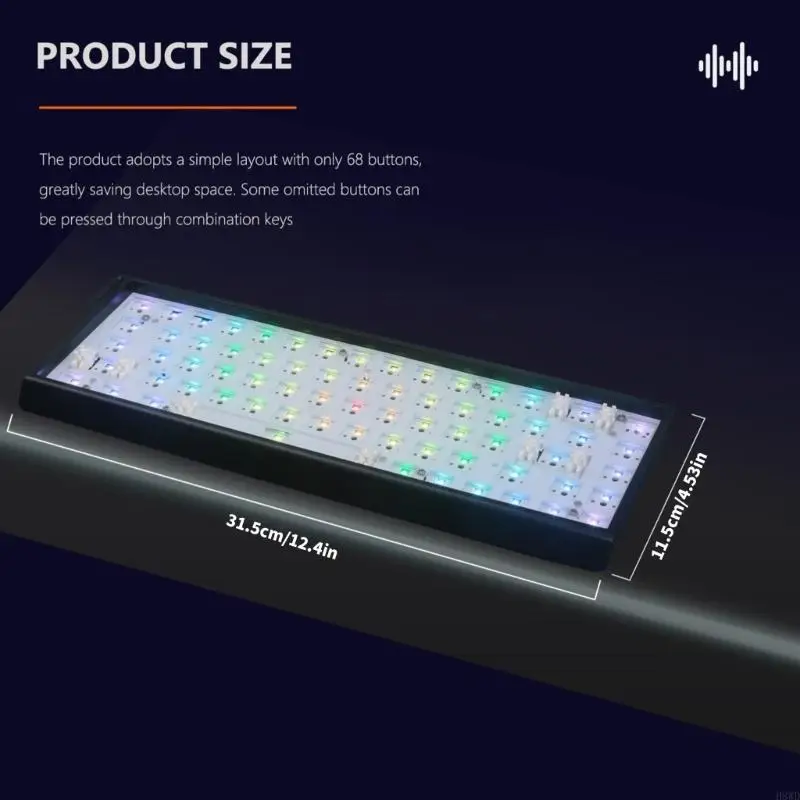 GMK68 Mechanical Keyboard 68Keys Triple Mode Bluetooth-Compatible 2.4G USB C, Hot Swappable Color Washer H8WD