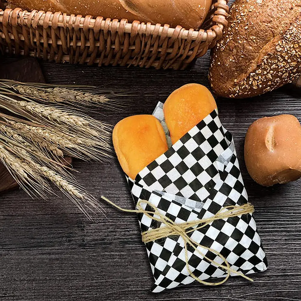 

ABKL-400 Sheets Checkered Dry Waxed Deli Paper Sheets, Paper Liners For Food Basket,Bread And Sandwiches