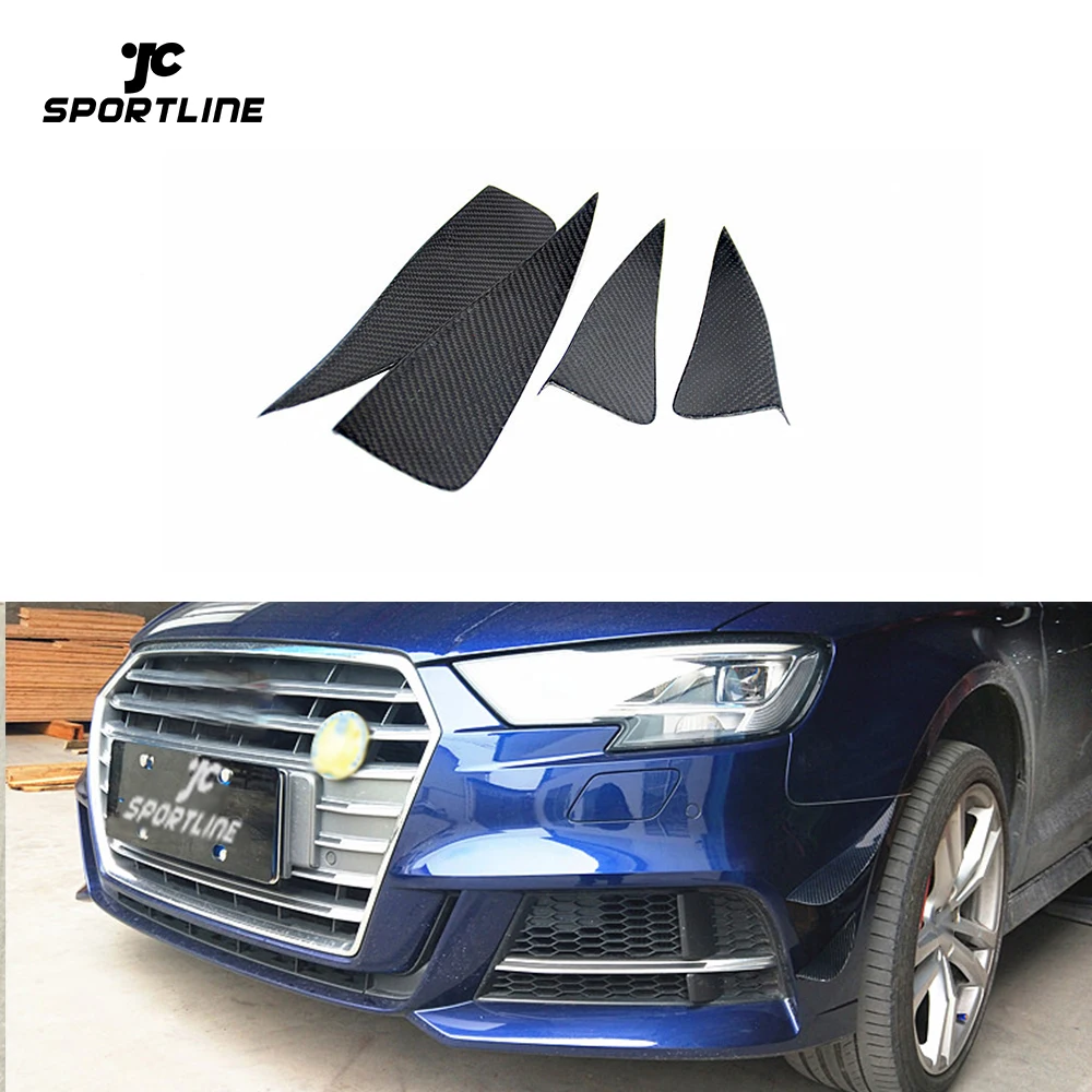Carbon Fiber Facelift S3 Front Bumper Canards For Audi A3 S-LINE S3 Sedan 4-Door 2017-2019