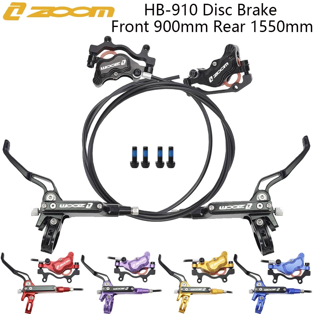 ZOOM HB-910 Hydraulic Bike Disc Brake 4 Pistons Front 900mm Rear 1550mm For MTB Bike Brakes Cycling Parts