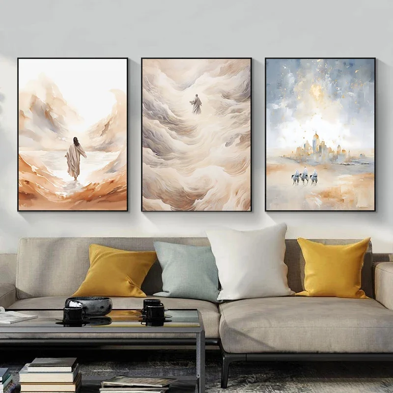 Jesus Leaves 99 The Parable of Lost Sheep Bible Christian Posters Wall Art Pictures Canvas Painting Living Room Home Decor Gift