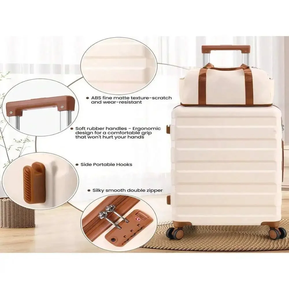 3-Piece Luggage - 20 Inch ABS Hardshell Silent Spinner Wheels TSA Lock For Short Trips