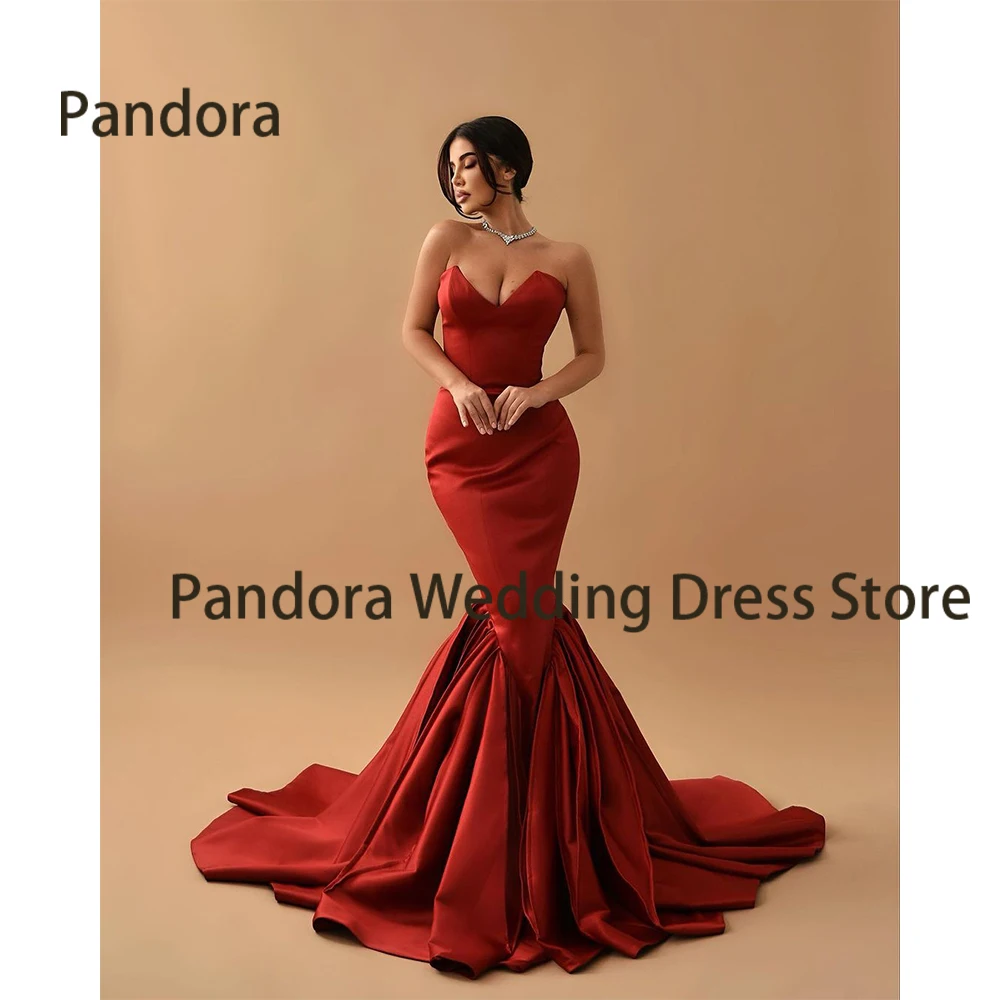 

Pandora Simple red formal occasion evening dress with Floor-Length Sweetheart mermaid women's birthday party cocktail gown