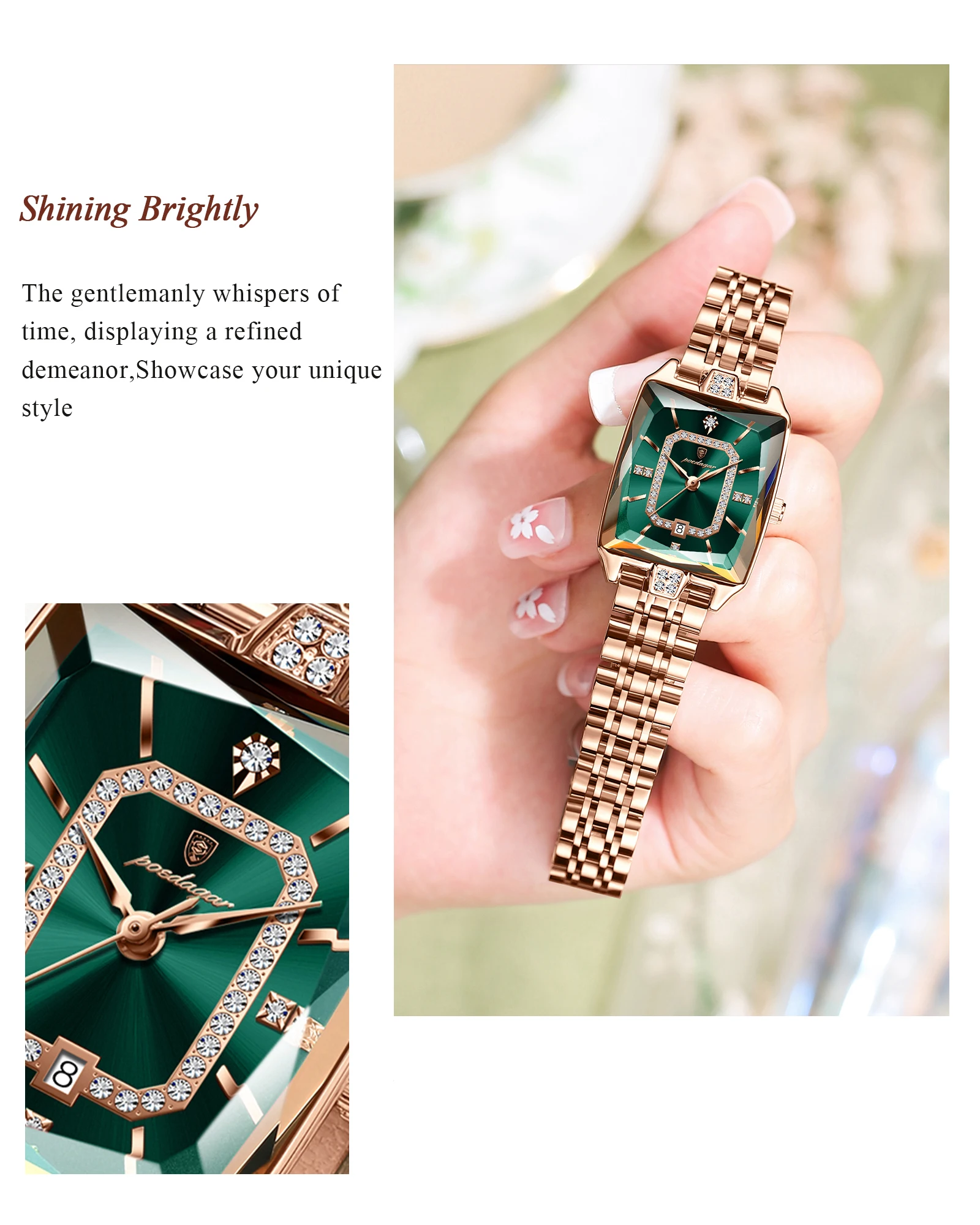 POEDAGAR Luxus Frau Uhr Wasserdicht Datum Hohe Qualität Casual Damen Armbanduhr Edelstahl Quarz Elegante frauen Uhren – Detail 9