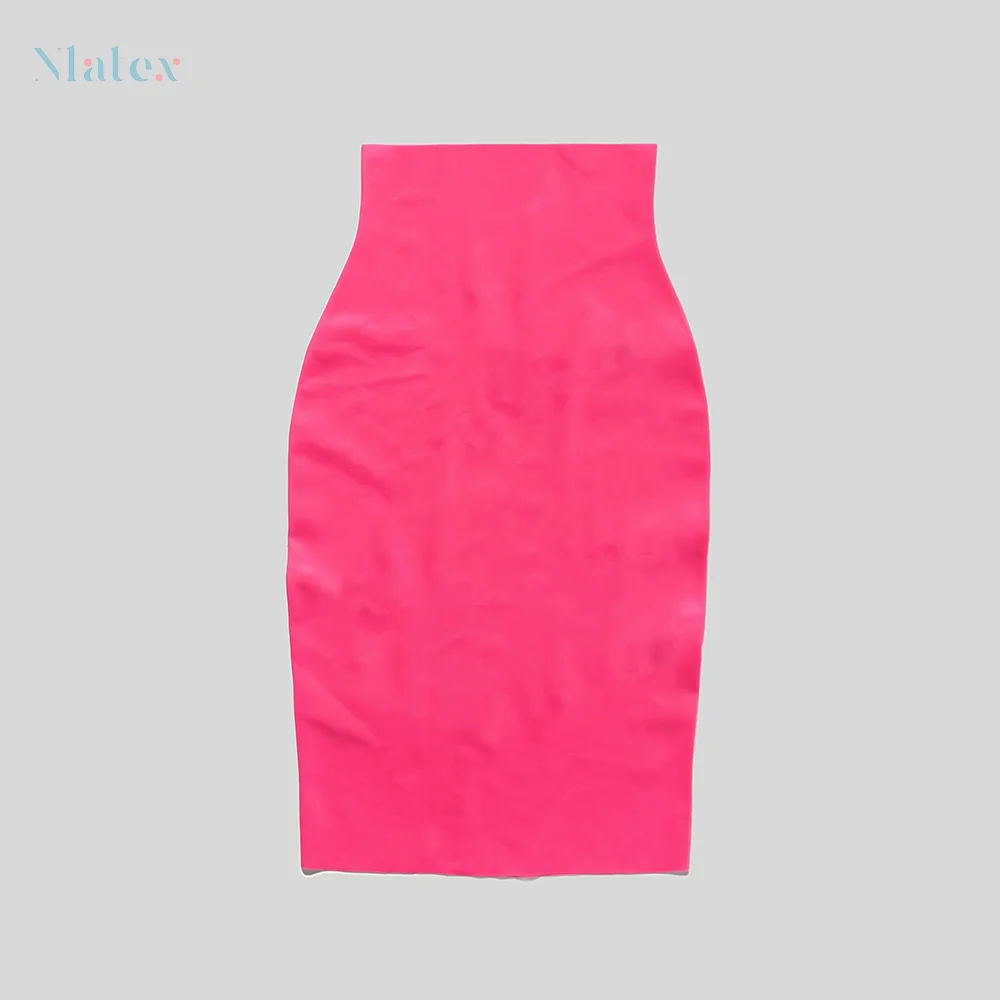 Nlatex 3D molded latex midi skirt, seamless party skirt with zipperless design