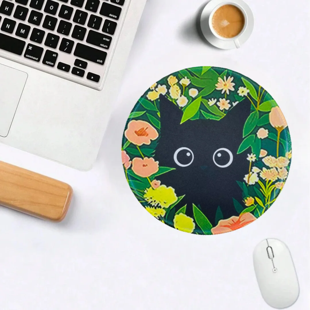 Stitched Round Mouse Pad - Non-Slip Gaming & Office Desk Ma