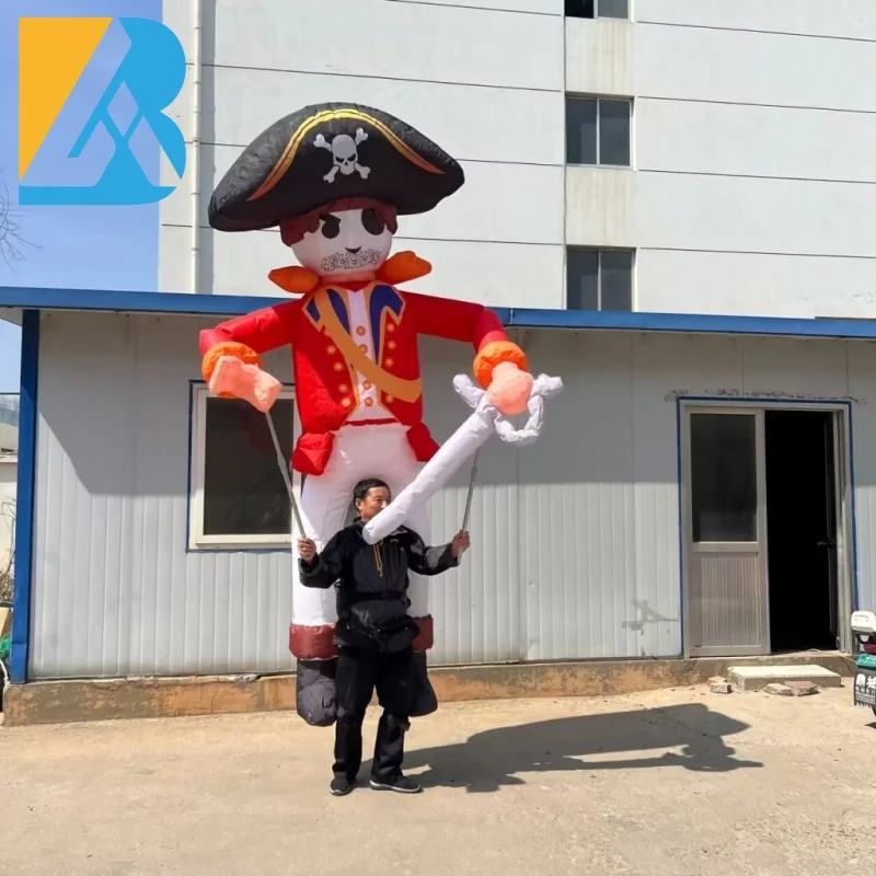 Inflatables Factory Giant Air Blown Pirate Puppet Costume with Sticks for Carnival Theme Parade Toys