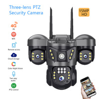 15MP Three Lens PTZ IP Camera Outdoor HD Three Screen 4G Security Camera Auto Tracking Wireless WiFi Video Surveillance CCTV Cam