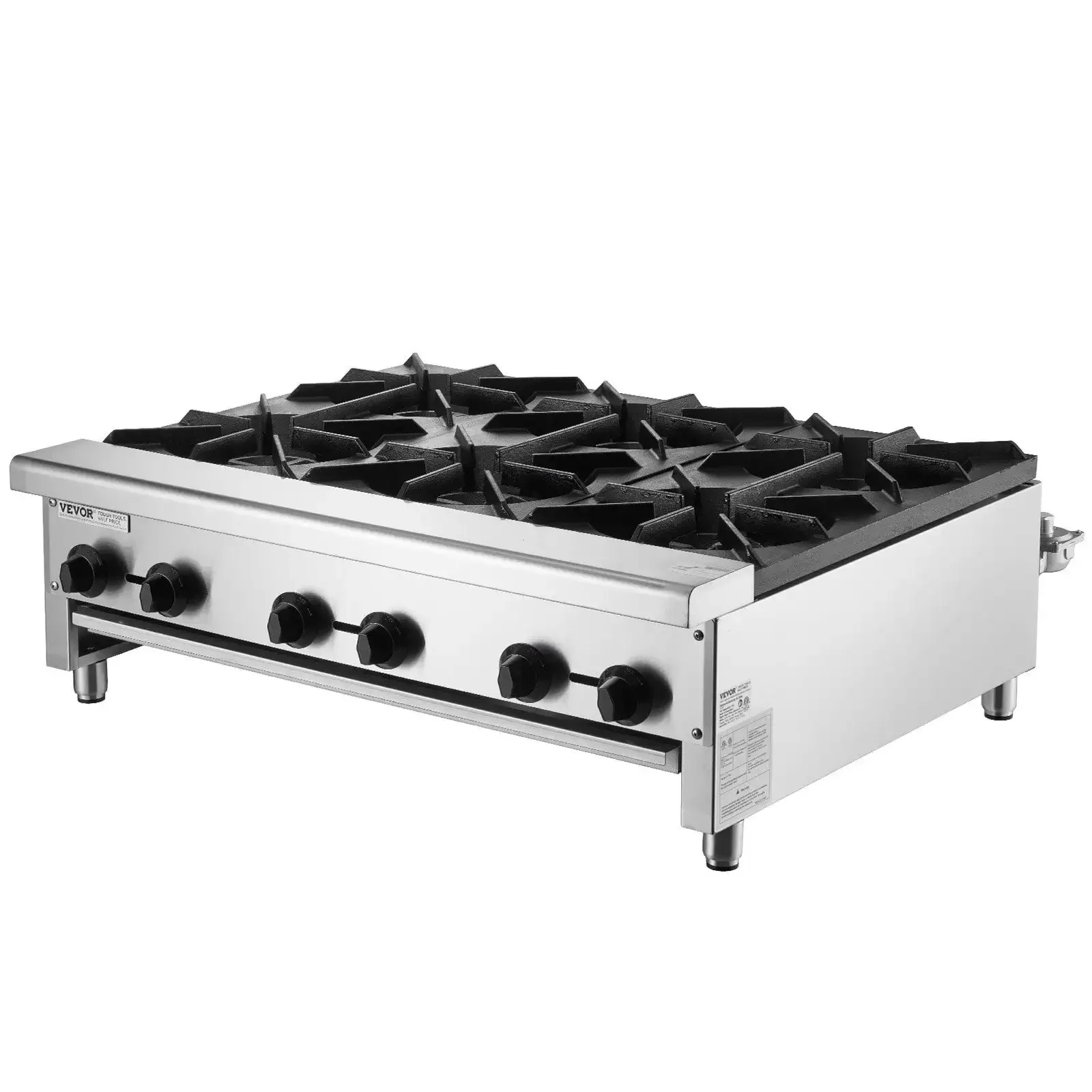 

Commercial Gas Range Stove 6 Burners Countertop Cooking Hot Plate Kitchen